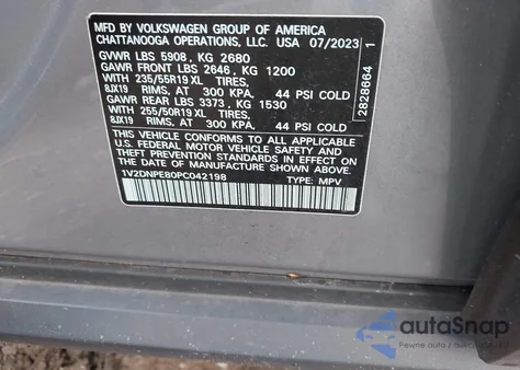 2023 Volkswagen Id.4 Awd Pro z USA, uszkodzony, nr VIN 1V2DNPE80PC042198